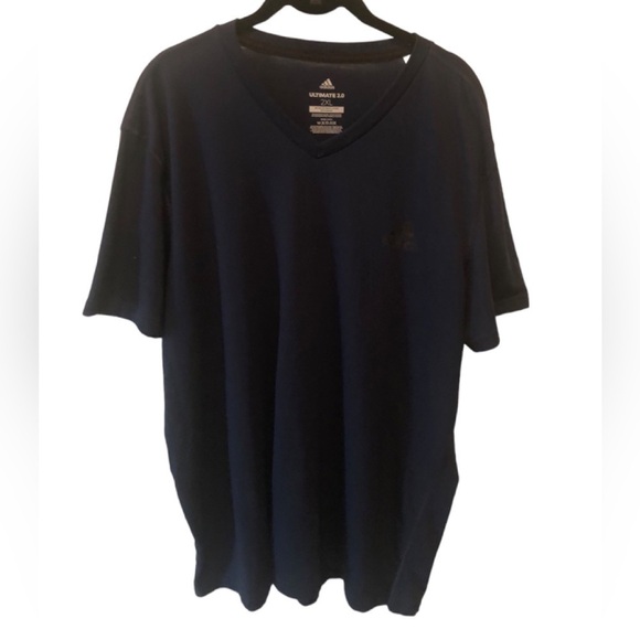 Adidas Ultimate 2.0 V Neck Tee Size 2XL Navy Short Sleeve Casual Every Day Light - Picture 1 of 4